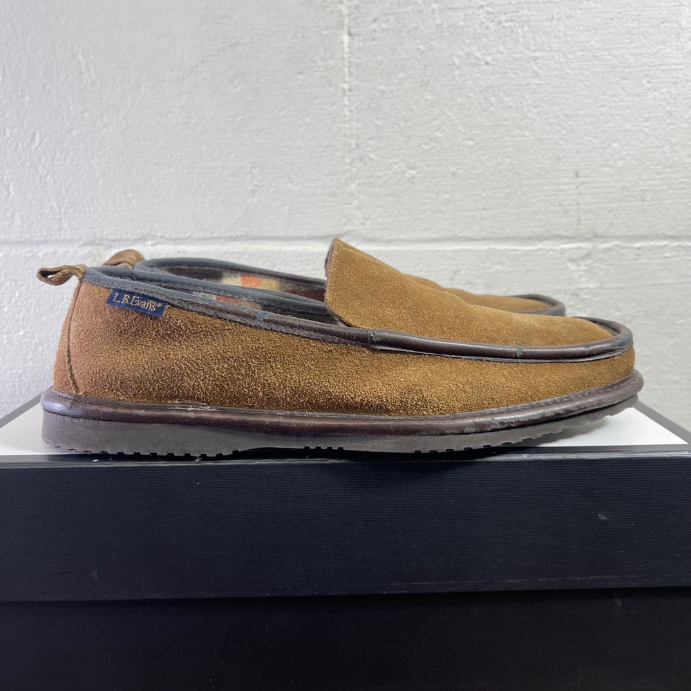 LB EVANS Vernan Moc Toe Slipper Brown Suede Slip On Shoes Men's Size 10 US